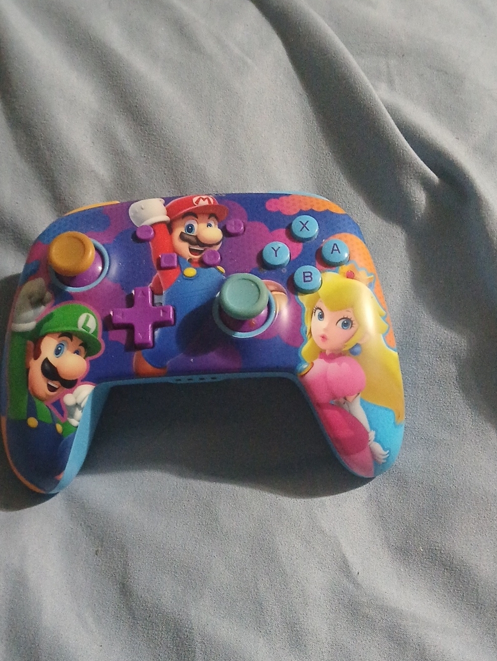 Purple & Blue Wireless Game Controller with Character Art